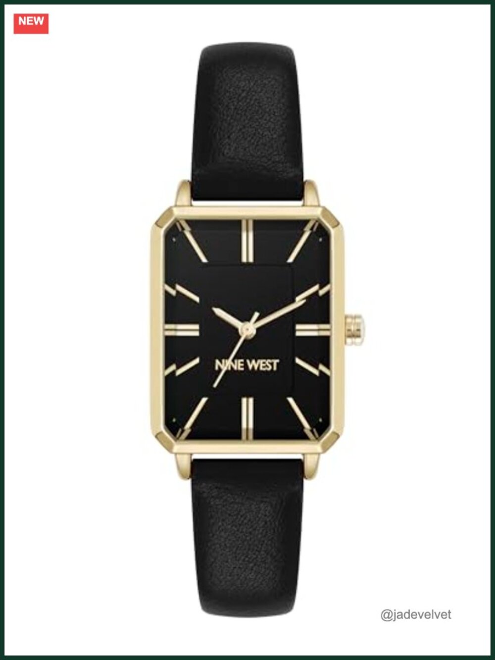 Women's Rectangular Dress Watch Faux Leather Strap Buckle Closure